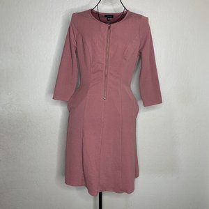 Roolee Blush Pink Half Zip Fitted Dress POCKETS